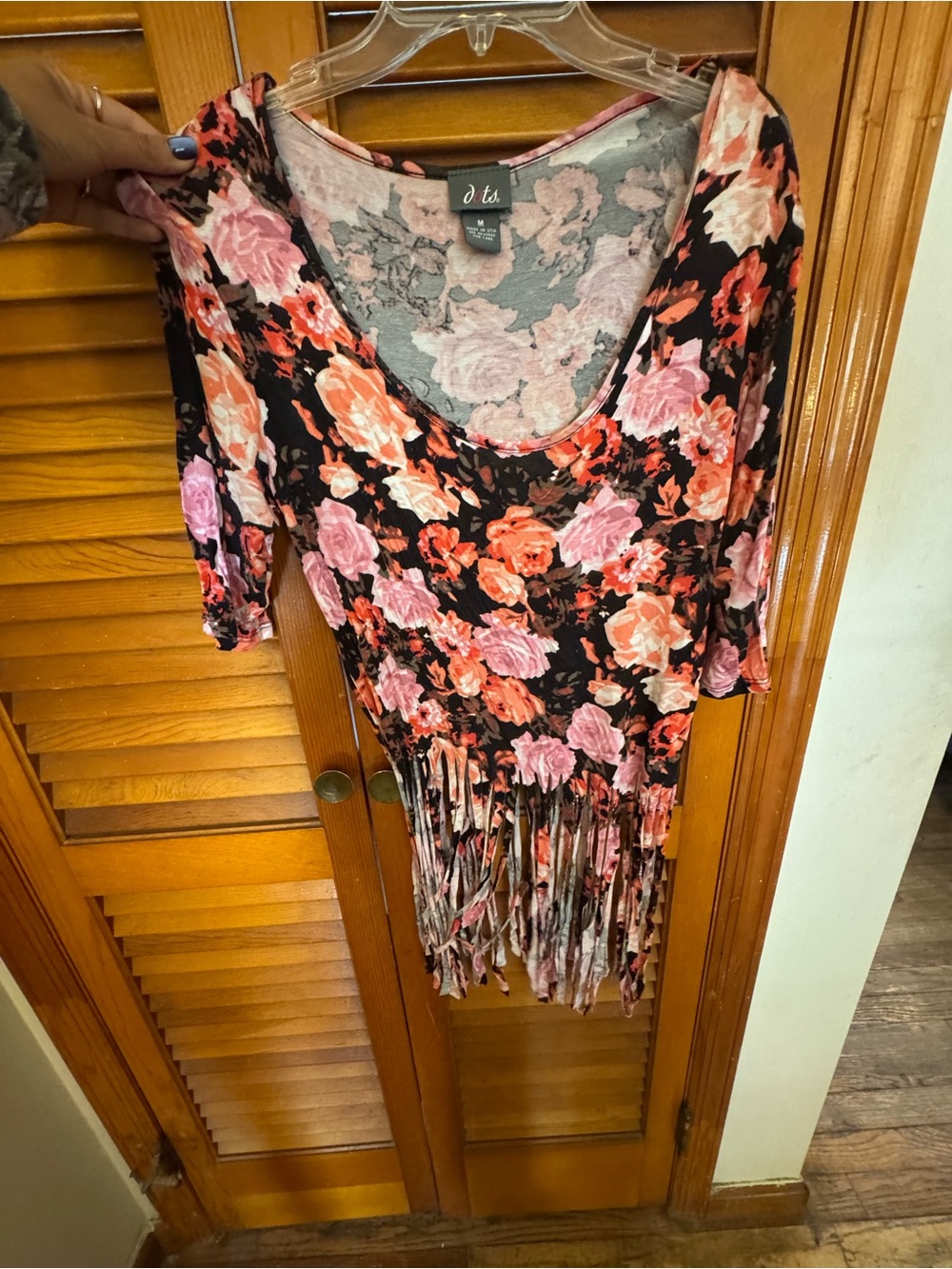 Floral Fringe Tunic Top in Black, Pink, Coral